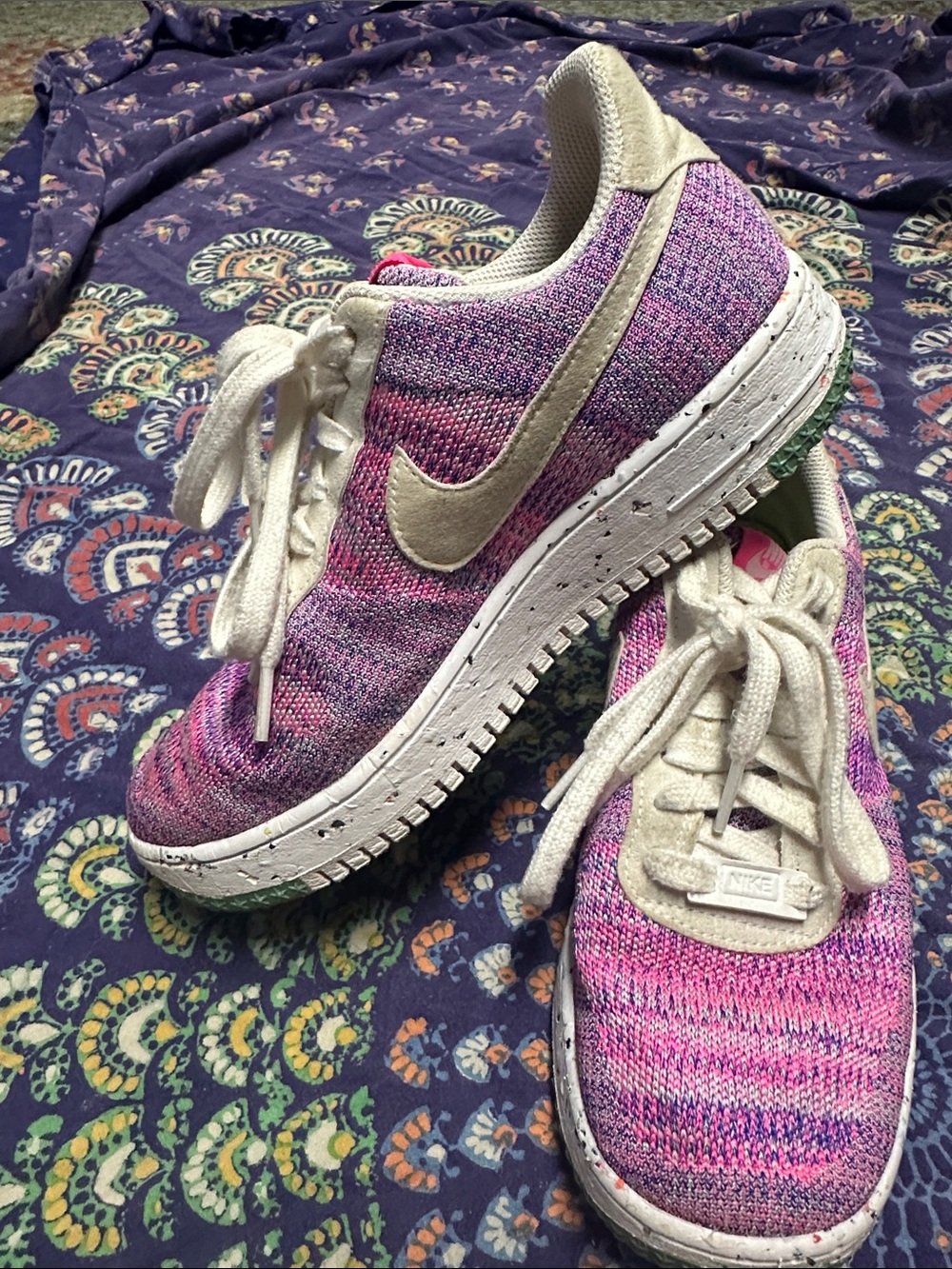 Nike Knit Low-Top Sneakers in Pink and Magenta with Cream Accents